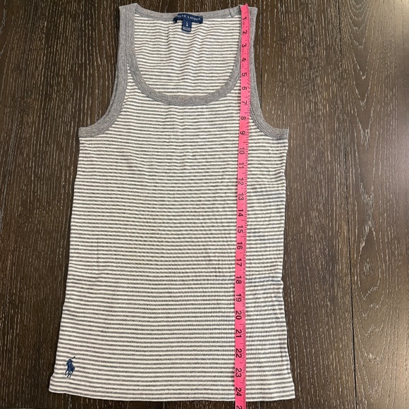 Y2K Ralph Lauren Ribbed Racerback Tank Top Gray & White Large - Picture 6 of 6